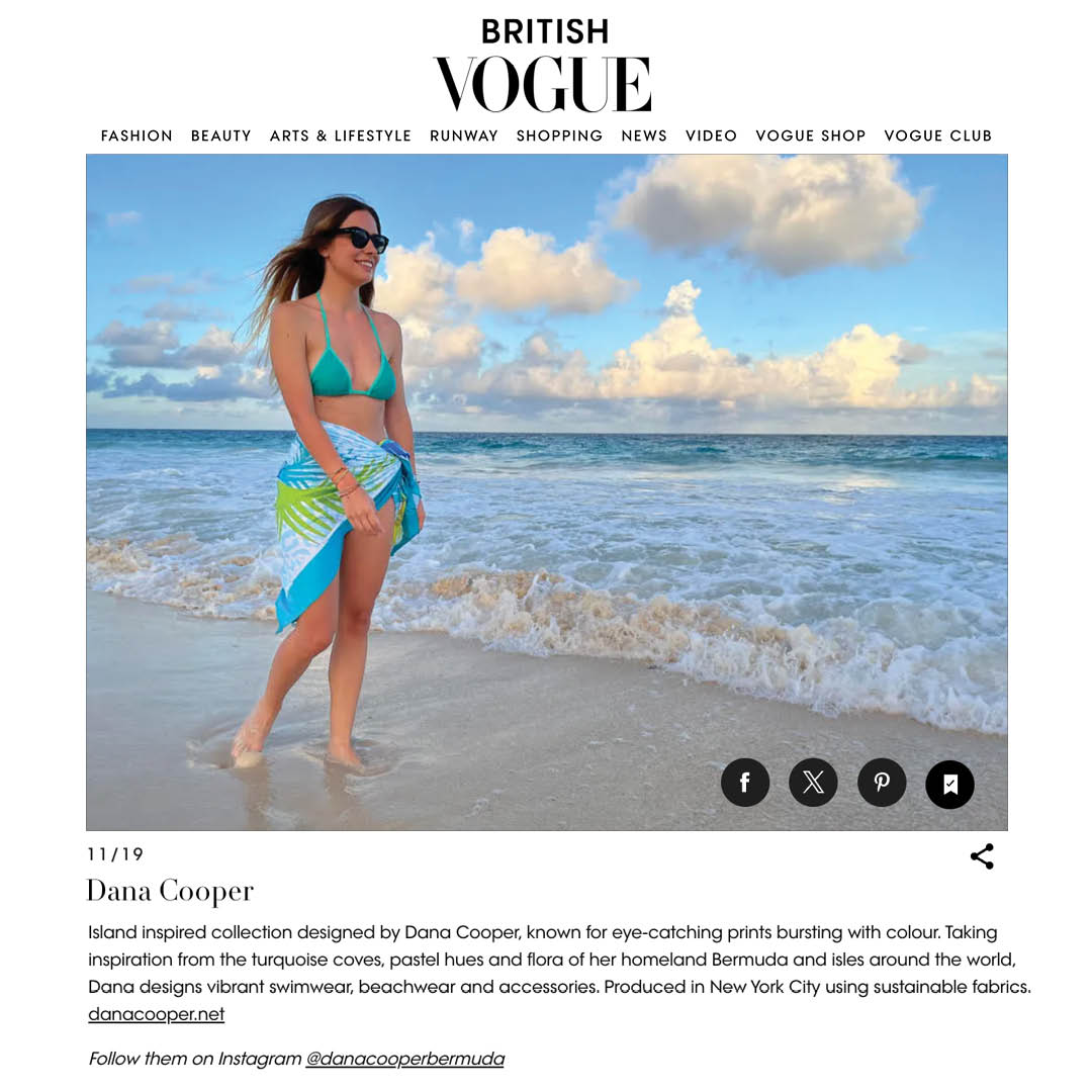 Bermuda Royal Palm sarong. Recommended by British VOGUE.