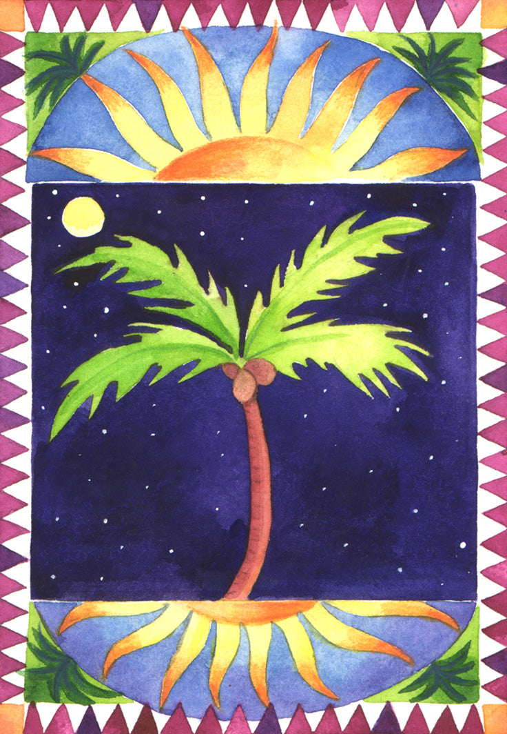 palm and sun illustration