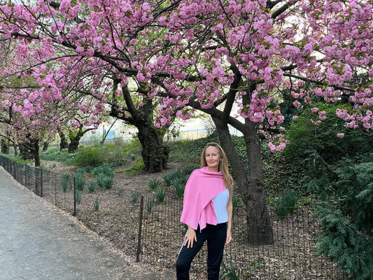 Pink Frangipani Cashmere Scarf