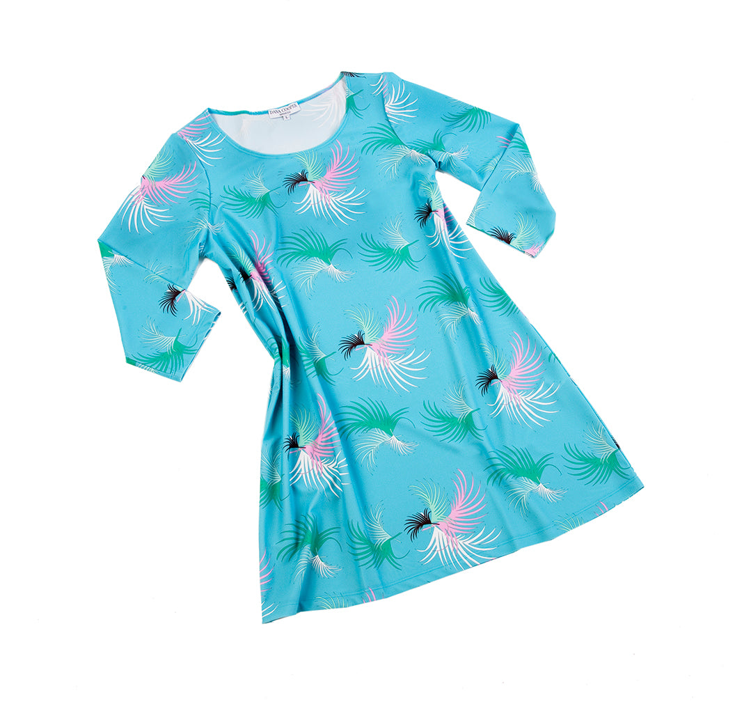 Royal Palm Dress Turquoise